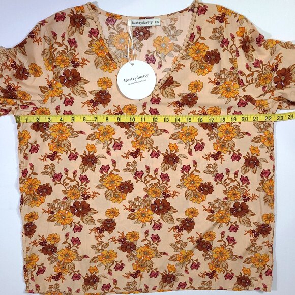 RusttyDustty NWT Size XXL Bohemia Peasant Blouse V-neck Crochet - Picture 7 of 12